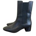 J. Crew Shoes | J Crew Leather High Shaft Stacked Heel Boots In Black Size 9 Modern Fall Shoes | Color: Black | Size: 9