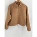 American Eagle Outfitters Tops | American Eagle Sherpa Sweatshirt Women Medium 1/4 Zip Crop Oversized Tan Camel | Color: Tan | Size: M