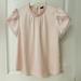 J. Crew Tops | J. Crew Women's Pink Ruffle Lace Short Sleeve Feminine High Neck Top Blouse | Color: Pink | Size: S