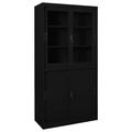 Anself Office Cabinet with Sliding Door and Adjustable Storage Shelves 2 Glass Door Filing Cabinet Black for Office Living Room Bedroom Home Furniture 35.4 x 15.7 x 70.9 Inches (W x D x H)