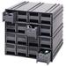 Quantum Storage Systems 11.75 x 11.37 x 11 in. Interlocking Storage Cabinet - 16 Gray Drawers