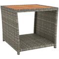 Table � th� et dessus en bois Gris R�sine tress�e Acacia massif - Vidaxl