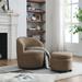 Modern Small Round Swivel Chair Armchair with Storage Ottoman