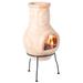 Beige Outdoor Clay chimney outdoor fireplace Sun Design Charcoal Burning Fire Pit with Sturdy Metal Stand, Cozy Nights Fire Pit