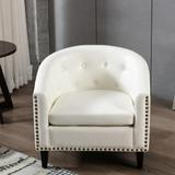 Tufted Barrel ChairTub Club, Single Sofa Chair for Living Room Bedroom Small Space, Armchair with Nailheads and Solid Wood Legs