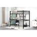 Twin Size Loft Bed with Built-in Desk and Shelf, Metal Steel Bedframe with Safety Guardrail for Kids, Home, No Box Spring Needed