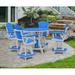 OS Home & Office Furniture Round 4 - Person 44" Long Bar Height Outdoor Dining Set Plastic in Blue/White | 44 W x 44 D in | Wayfair CR130BW-K