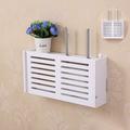FANJIE No Drill Cable Router Storage Box Shelf Wall Hangings Bracket Cable Organizer