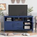 Winston Porter Katylynn 57" Wide Kitchen Buffet, Buffet Table, Sideboard w/ 2 Doors & 2 Drawers Wood in Blue | 18.1 H x 57 W x 30 D in | Wayfair