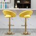 Everly Quinn Swivel Adjustable Height Bar Stool Upholstered/Velvet/Metal in Yellow | 21.26 W x 18.11 D in | Wayfair