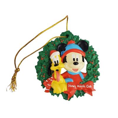 Disney Holiday | Disney Movie Club Mickey Mouse Pluto Wreath Christmas Ornament 3" | Color: Green | Size: 3"