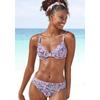 Bügel-Bikini-Top S.OLIVER "Scatter", Damen, Gr. 38, Cup D, lila (lila, bedruckt), Recycling-Polyamid, Microfaser, floral, Bikini-Oberteile, mit kleinen Ringen an den Trägern