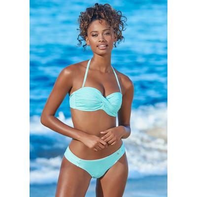 Bügel-Bandeau-Bikini S.OLIVER, Damen, Gr. 38, Cup C, grün (mint, weiß), Microfaser, Recycling-Polyamid, gestreift, Bikini-Sets, in getwisteter Optik, Topseller Image