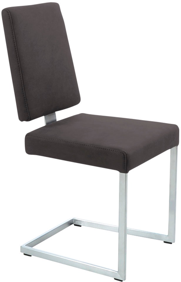 Freischwinger K+W KOMFORT & WOHNEN, braun (schwarzbraun 79, edelstahloptik), B:44cm H:96cm T:57cm, Stühle, Freischwinger, stabiles Hochkantgestell, in Leder oder Microfaser