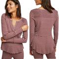 Anthropologie Intimates & Sleepwear | Anthropologie Womens Sleep Shirt Campground Maroon Striped Thermal Henley Top S | Color: Red/White | Size: S
