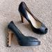 Coach Shoes | Coach Breana Black Leather Platform Peep Toe Monogram Heels 8 | Color: Black/Brown | Size: 8