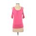 Boston Proper Short Sleeve Top Pink Scoop Neck Tops - Women's Size 2X-Small
