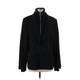 Calvin Klein Blazer Jacket: Below Hip Black Print Jackets & Outerwear - Women's Size P