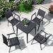 Wildon Home® Ablia Square 4 - Person 27.56" Long Aluminum Outdoor Dining Set Wood/Metal in Black/Brown | 27.56 W x 27.56 D in | Wayfair