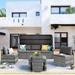 5 Pieces Outdoor Sectional Patio Sofa Set, Convenient Garden Daybed, Rattan Sofa Sets