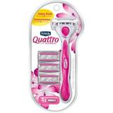 Schick Quattro for Women Sensitive Hypo Allergenic Aloe Razor + 4 Refill Blade Cartridges