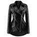 TAIAOJING Womens Fashion Coat Trendy Leather Zipper Slim Biker Motorcycle Punk Stylish Tops Jacket