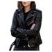 Leather Jacket for Women Faux Leather Motorcycle Jacket Coat Long Sleeve Zipper Casual Fall Short Jacket