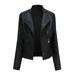 Women Faux Leather Jacket Fashion Zipper Moto Biker Coat Motorcycle Outerwear Trendy Lapel Long Sleeve Slim Streetwear