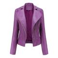 yuehao coats for women womens leather jackets motorcycle coat short lightweight pleather crop coat (purple)
