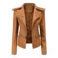 Women s Faux Leather Short Jacket Fashion Motorcycle Biker Casual Coats Slim Bomber Jackets For Fall And Winter 2022