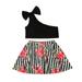 B91xZ Baby Outfits For Girls Toddler Kids Girls Clothes Casual Beach Soild Sleeveless Stripe Floral Skirt 2PCS Outfits Set Size 5-6 Years