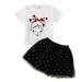 B91xZ Baby Girl Outfit Toddler Girls Short Sleeve Cartoon Printed T Shirt Tops Net Yarn Short Skirts Kids Outfits Size 3-4 Years