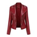 Pgeraug Jackets for Women Womens Leather Jackets Motorcycle Coat Short Lightweight Pleather Crop Coat Coats for Women 2Xl