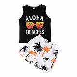 B91xZ Summer Toddler Baby Boy Clothes MAMA S Boy Baby Clothes Beach Outfit Vest Top Coconut Tree Baby Boys Clothing Sets Black Size 2-3 Years