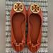 Tory Burch Shoes | Authentic Tory Burch Leather Flats In Mandarine | Color: Orange | Size: 9