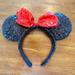 Disney Accessories | Authentic Disney Glitter Minnie Mouse Ears | Color: Black/Red | Size: Os