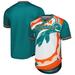 Men's Mitchell & Ness Aqua Miami Dolphins Jumbotron 3.0 Mesh V-Neck T-Shirt