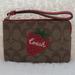 Coach Bags | Coach Wild Strawberry Print Signature Corner Zip Wristlet (Khaki/Electric Red) | Color: Red/Tan | Size: Os