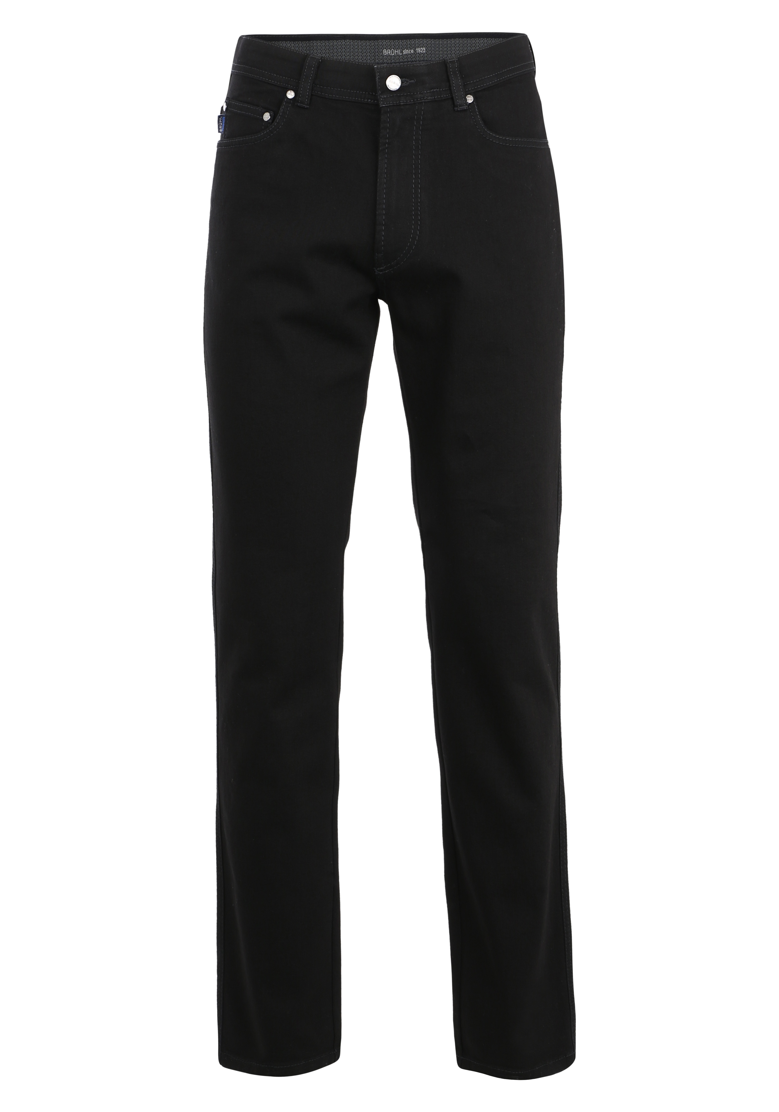Bequeme Jeans BRÜHL "Genua III", Herren, Gr. 114, EURO-Größen, schwarz, 78% Baumwolle, 21% Polyester, 1% Elasthan, unifarben, lang, Jeans Stretchjeans 5-Pocket-Jeans, in Stretch-Denim