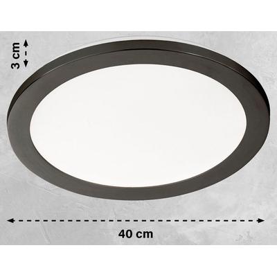 Deckenleuchte "Flat", beige (sandschwarz), Ø 40,00cm H: 3,00cm, SCHÖNER WOHNEN-KOLLEKTION, Lampen, 1x LED 20 Watt, 3000 Kelvin, 2600 Lumen,spritzwassergeschützt,dimmbar Image