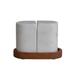 Marble Salt and Pepper Shakers on Acacia Wood Tray - 4.8"L x 2.5"W x 3.5"H