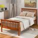 Twin Size Pine Wood Platform Bed with Slats Design Headboard, Footboard and Extra Support Legs