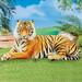 Realistic Laying Tiger Outdoor Garden Stake - 17.750 x 10.750 x 2.250