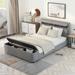 Full Size Upholstered Platform Bed with Storage Headboard and Storage Bench