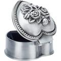 Heart Shape Vintage Jewellery Box Trinket Gift Storage Box Classic European Retro Style Small Mental with Flower Ring Earring Treasure Chest Organizer for Women Adults Antique Silver