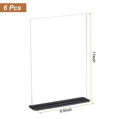 Acrylic Sign Holder 6 Pack, 8.5x11 Inches T Shaped Menu Display Stand Clear