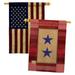 Breeze Decor BD-MI-HP-108069-IP-BOAA-D-US12-BD 28 x 40 in. Military Impressions Decorative Vertical Double Sided USA Vintage Two Star Service Americana Applique House Flags - Pack of 2