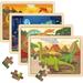 SYNARRY Wooden Dinosaur Puzzles for Kids Ages 3-5 4 Packs 24 PCs Jigsaw Puzzles Preschool Educational Brain Teaser Boards Toys Gifts for Children Wood Dino Puzzles for 3 4 5 6 Year Old Boys Girls