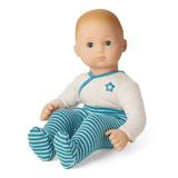 American Girl Bitty Baby - Bitty Baby Doll with Blue Eyes Blond Hair Light Skin with Neutral Undertones in Soft Blue - DN3