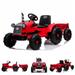 UWR-Nite 12V Electric Ride on Toy Tractor with Trailer 2.4G Remote Control 3-Gear-Shift Ground Loader with LED Lights Kids Toy Car for Kids Support MP3 Player Radio USB Port